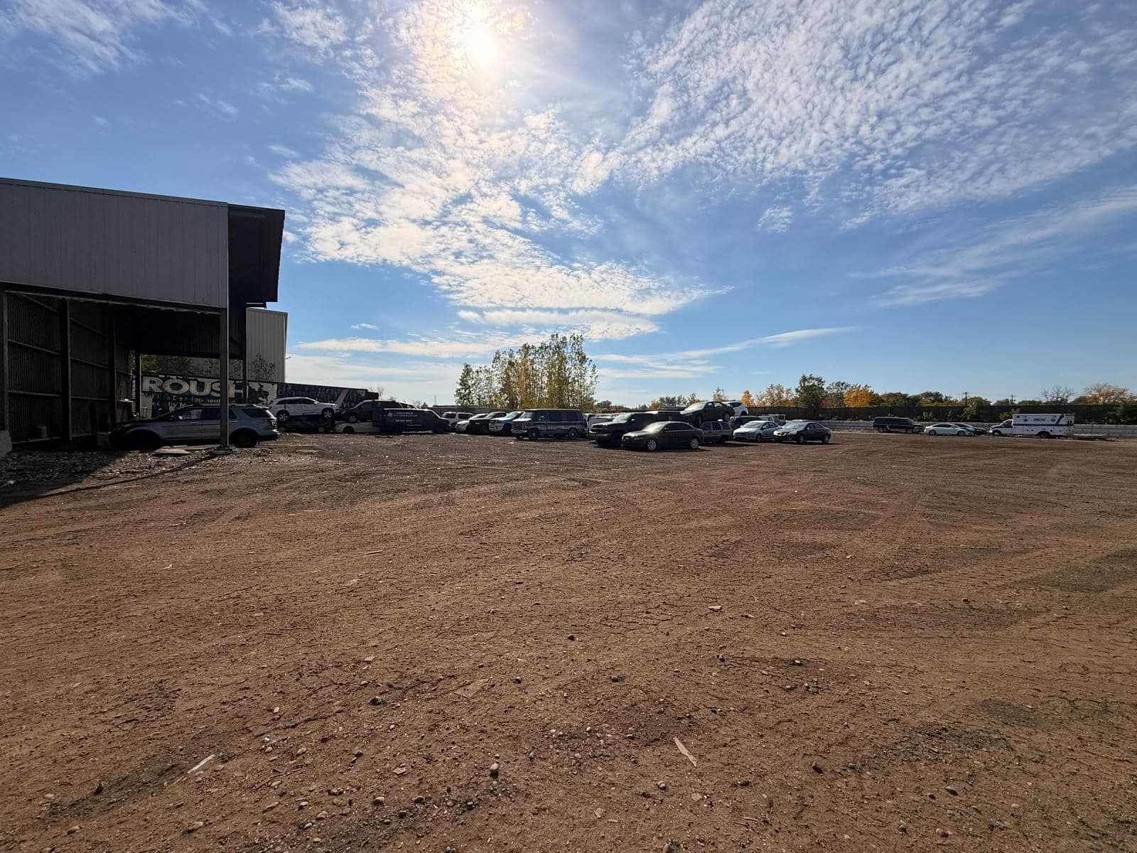Wide view of the Detroit Junk Car Recycling yard